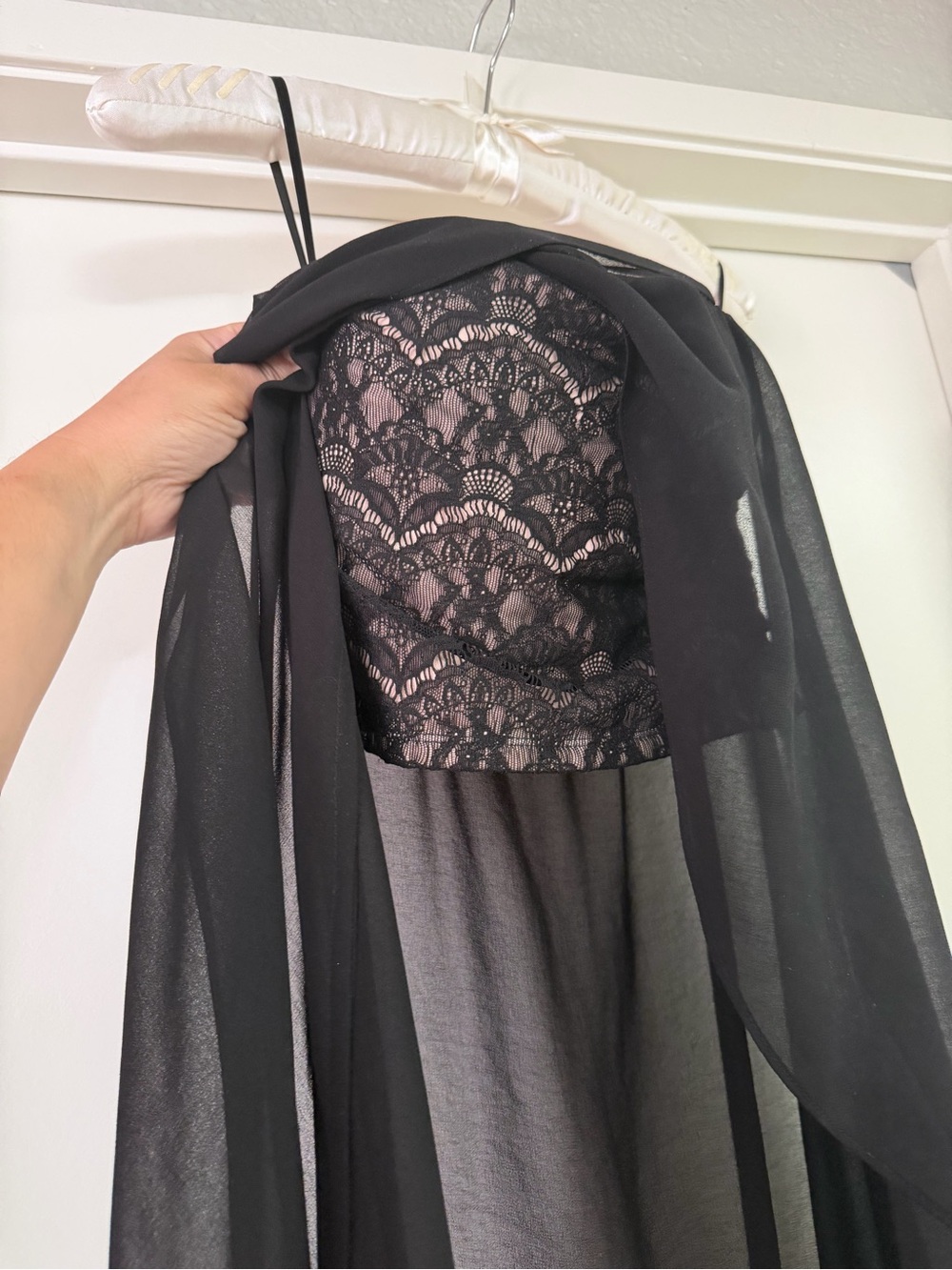 Black Lace Tube Top Sheer Attached
